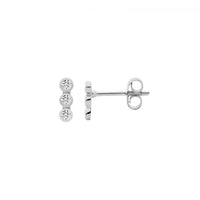 Sterling Silver CZ Small Bar Stud Earrings