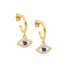 Yellow Gold Plated Sterling Silver Evil Eye CZ Drop Earrings
