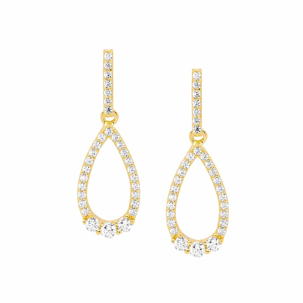 Gold Plated Sterling Silver CZ set Teardrop Necklace