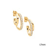 Sterling Silver CZ Double Hoop Earrings Yellow Gold