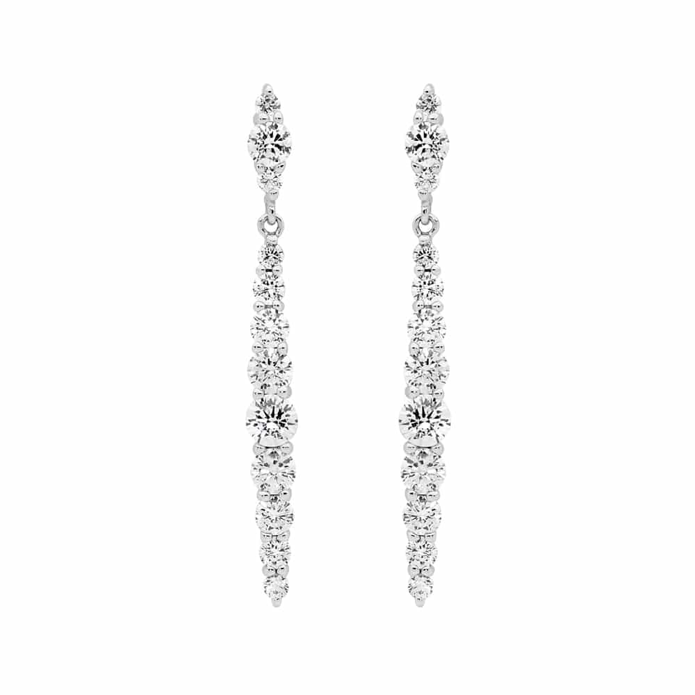 Sterling Silver Gradual White Cubic Zirconia Drop Earrings