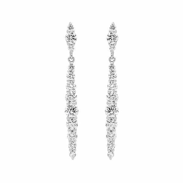 Sterling Silver Gradual White Cubic Zirconia Drop Earrings