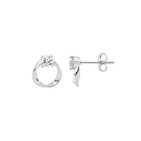 Wave Open Round Silver Stud
