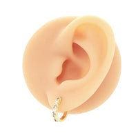 Blue and White CZ Hoops Yellow gold
