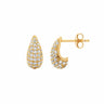 CZ Pave Tear Drop Stud Earrings Yellow Gold
