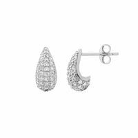 CZ Pave Tear Drop Stud Earrings