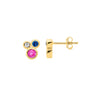 Sterling Silver Bezel Set Multi Colour CZ Cluster Earrings