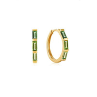 14kt Gold Tourmaline Huggie Hoop Earrings