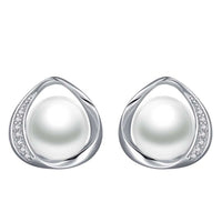 FW Pearl on CZ Sterling Silver Stud