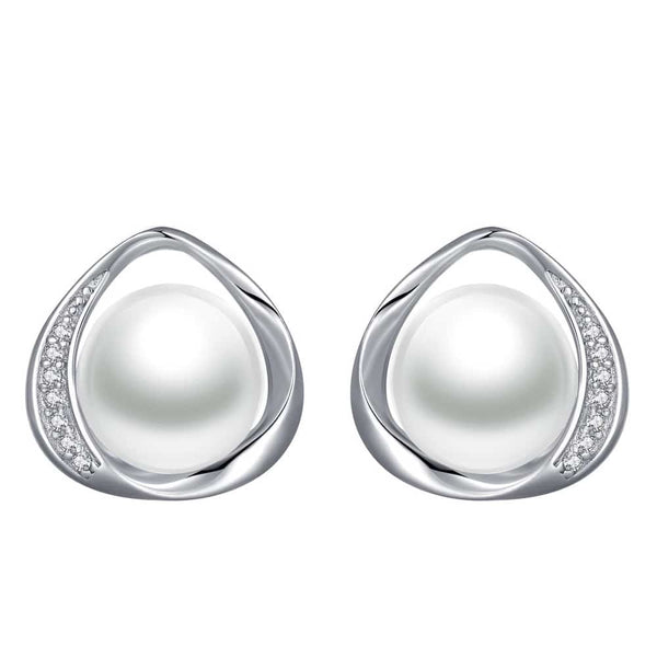 FW Pearl on CZ Sterling Silver Stud