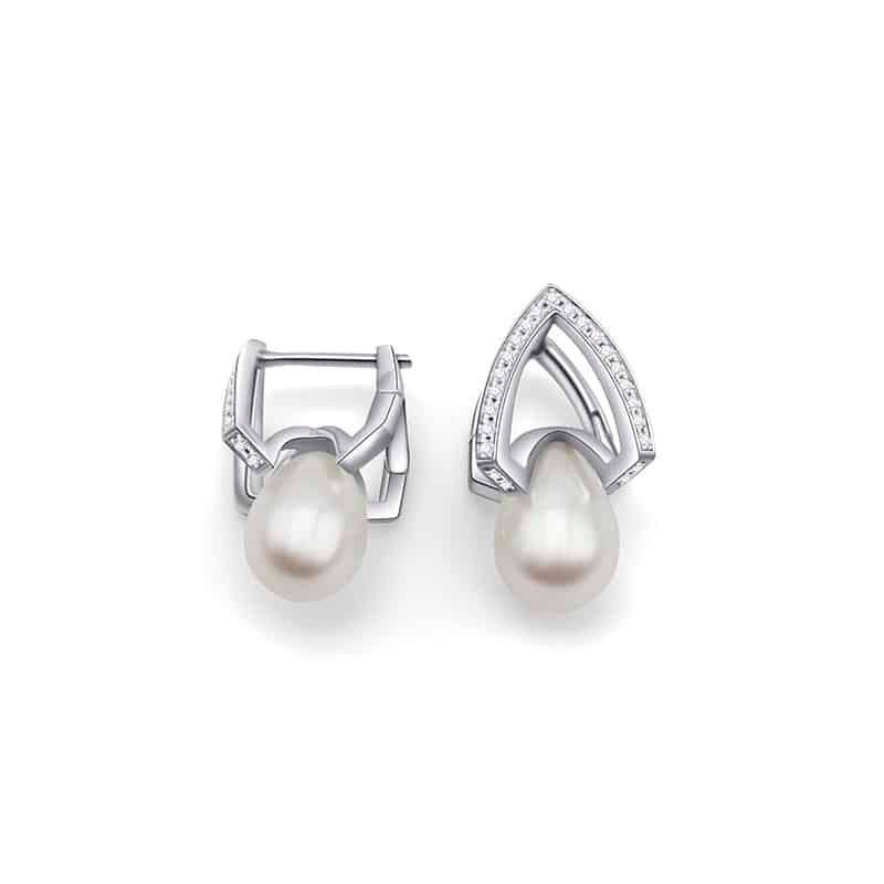 8 mm White Freshwater Pearl Huggie