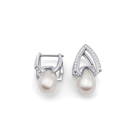 8 mm White Freshwater Pearl Huggie