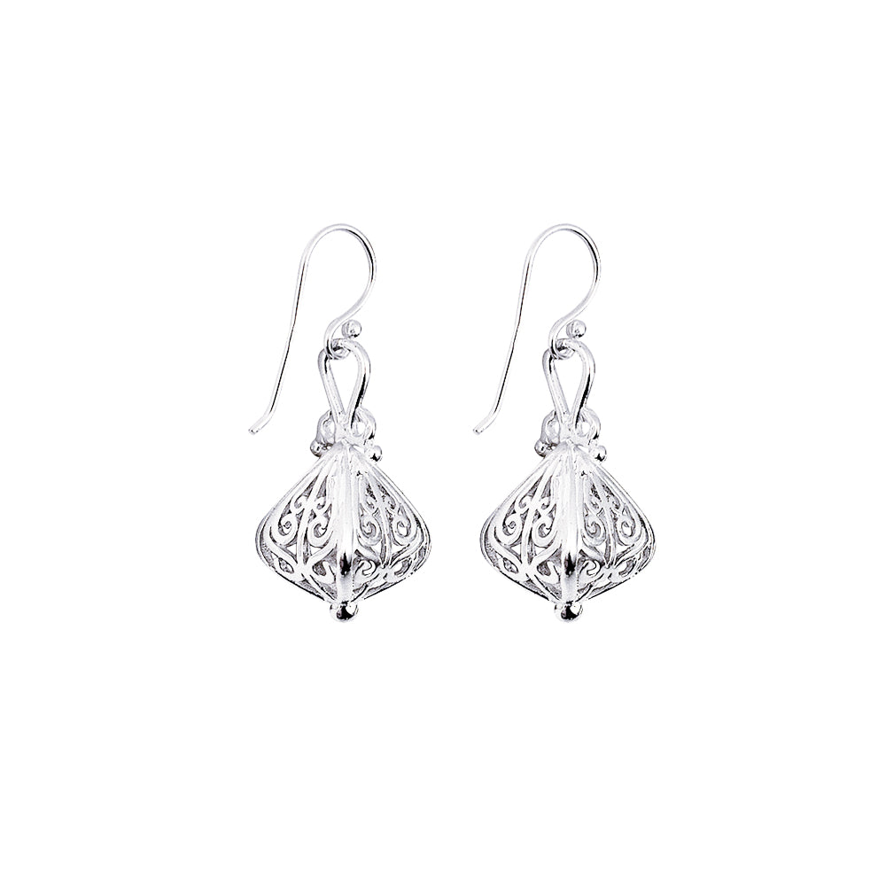 Filigree Lantern Silver Earrings