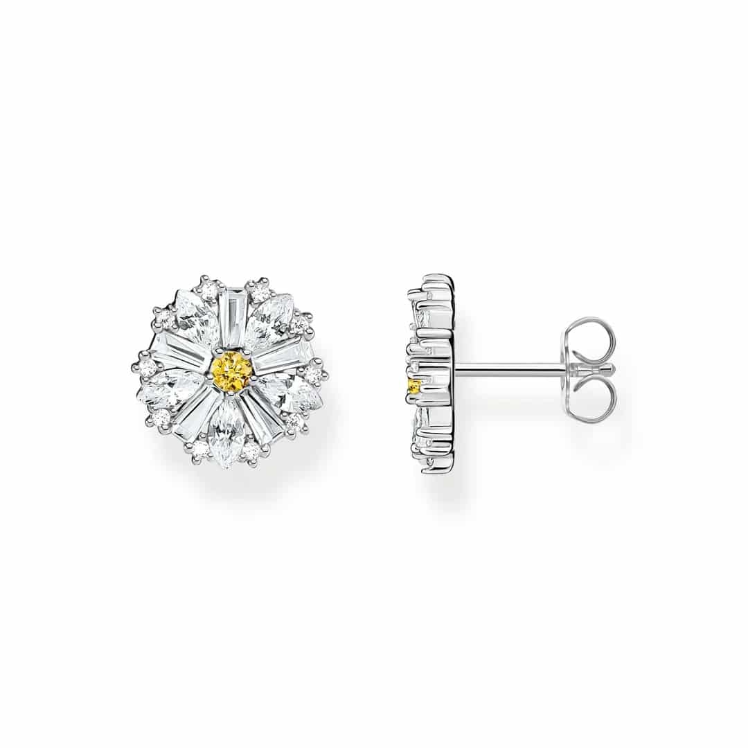 Lovely Daisy Large Ear Studs Silver