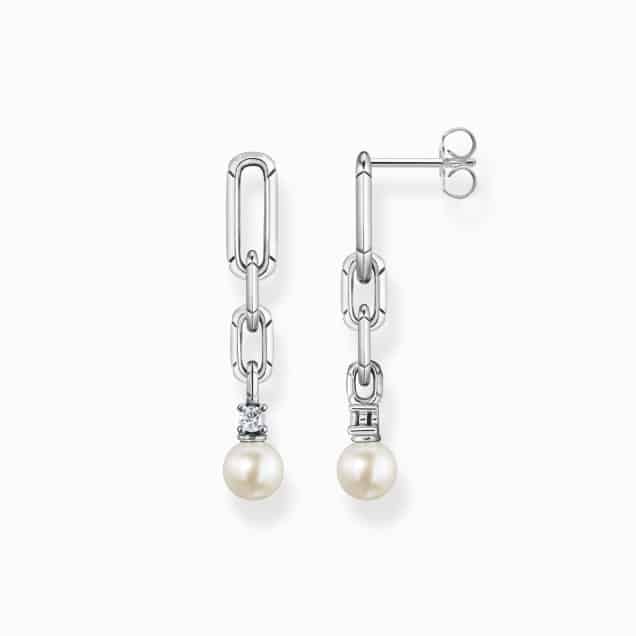 Earring Links with Pearl Silver