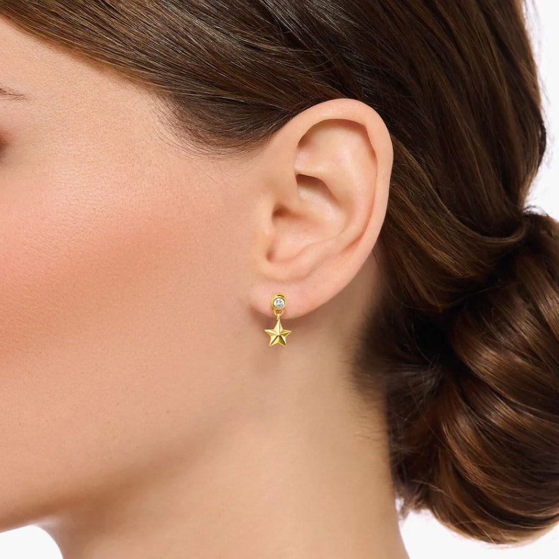 Ear Studs with Star and Moon Gold