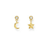 Ear Studs with Star and Moon Gold