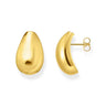 Silver Organic Drop-shaped Ear Studs Yellow Gold