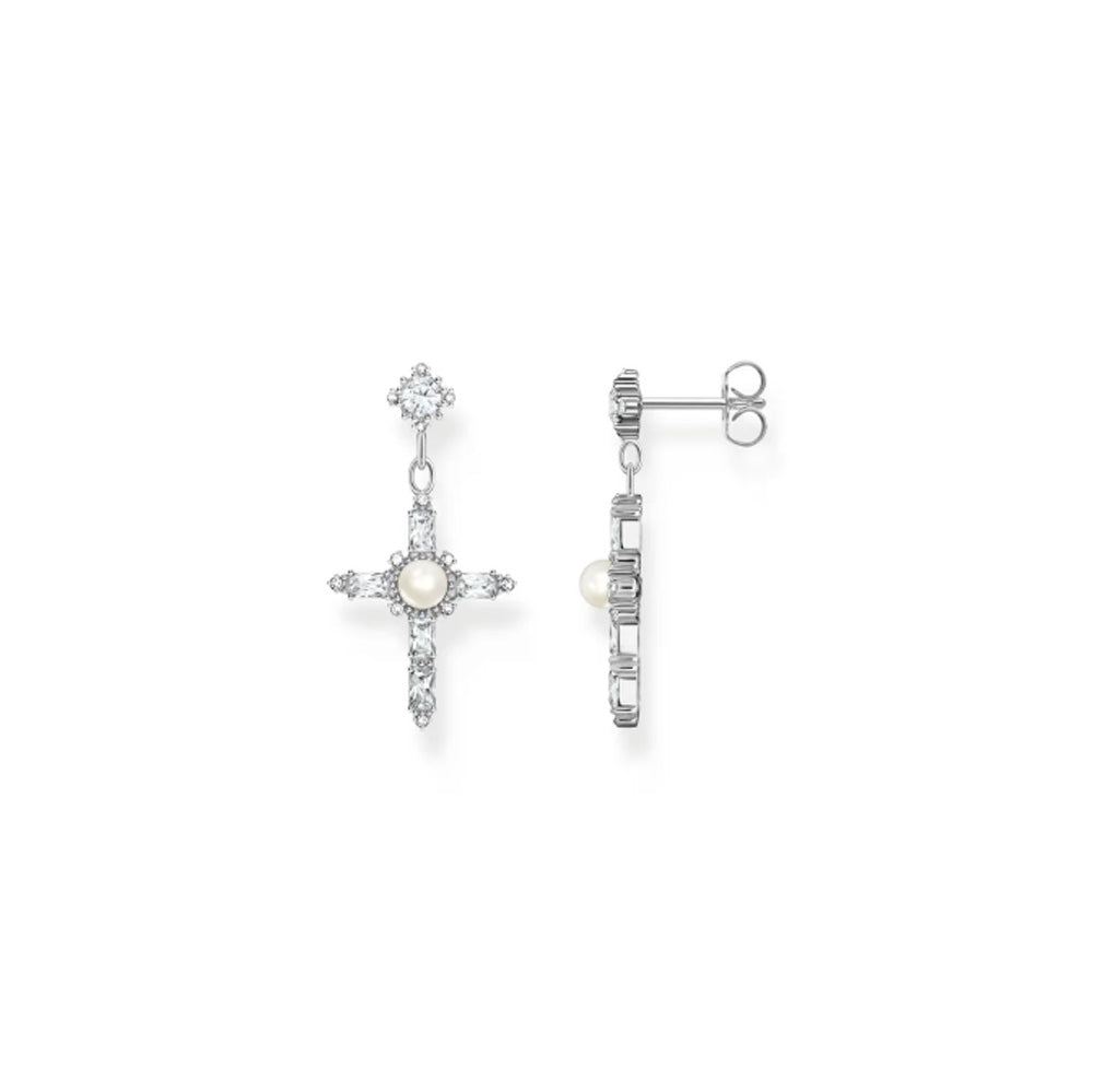 Romance Earrings White Cross