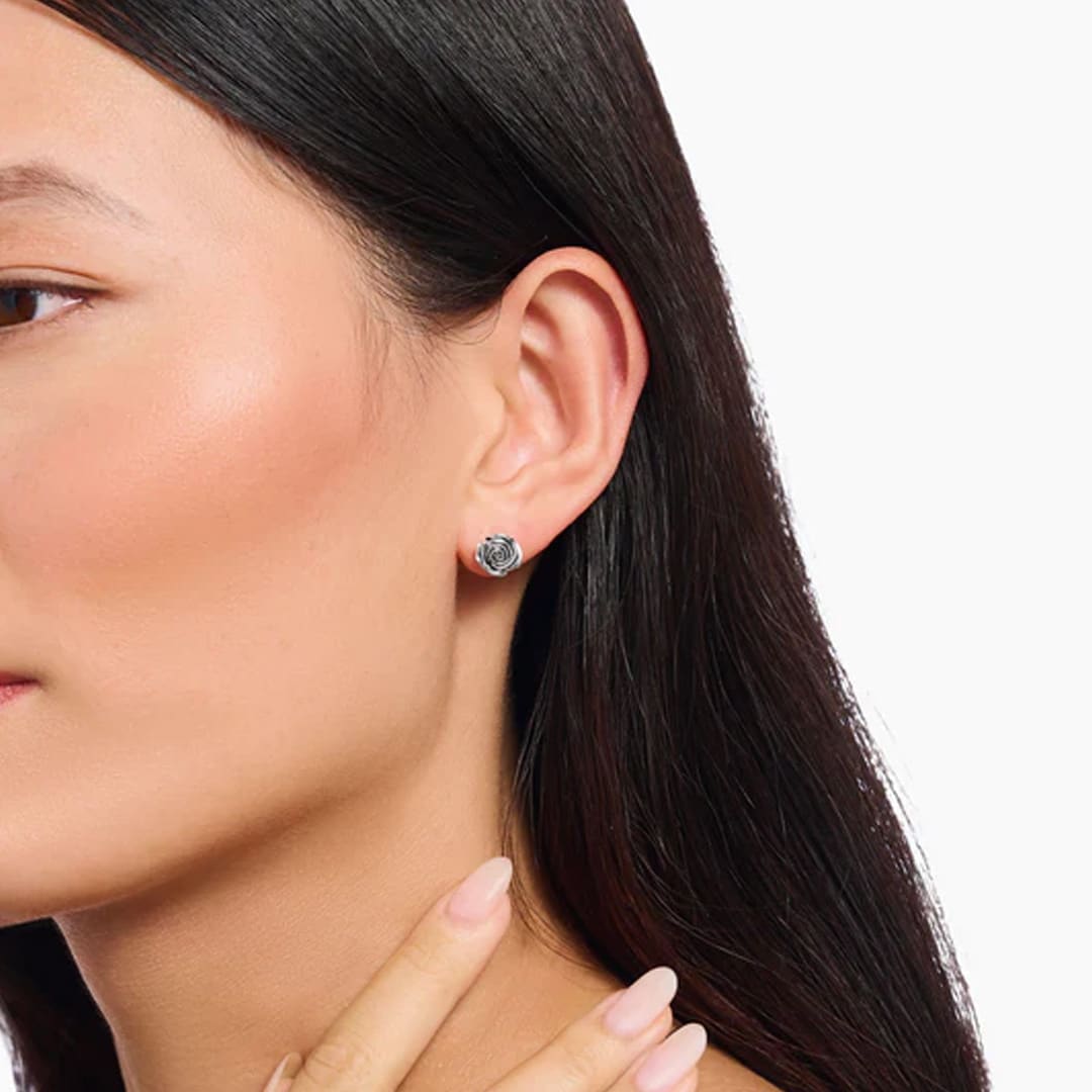 Midnight Rose Ear Studs