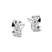 Snoopy Stud Earrings White Zirconia