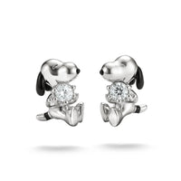 Snoopy Stud Earrings White Zirconia
