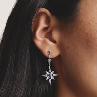 Earrings Moon and Star with Blue Stones