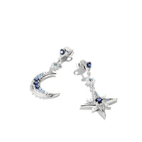 Earrings Moon and Star with Blue Stones