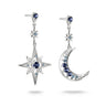 Earrings Moon and Star with Blue Stones