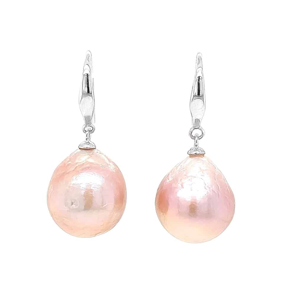 Lavender Colour Baroque Pearl Silver Earrings