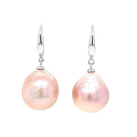 Lavender Colour Baroque Pearl Silver Earrings