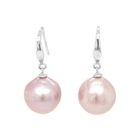 Lavender Fresh Water Pearl Silver Baroque Earrings