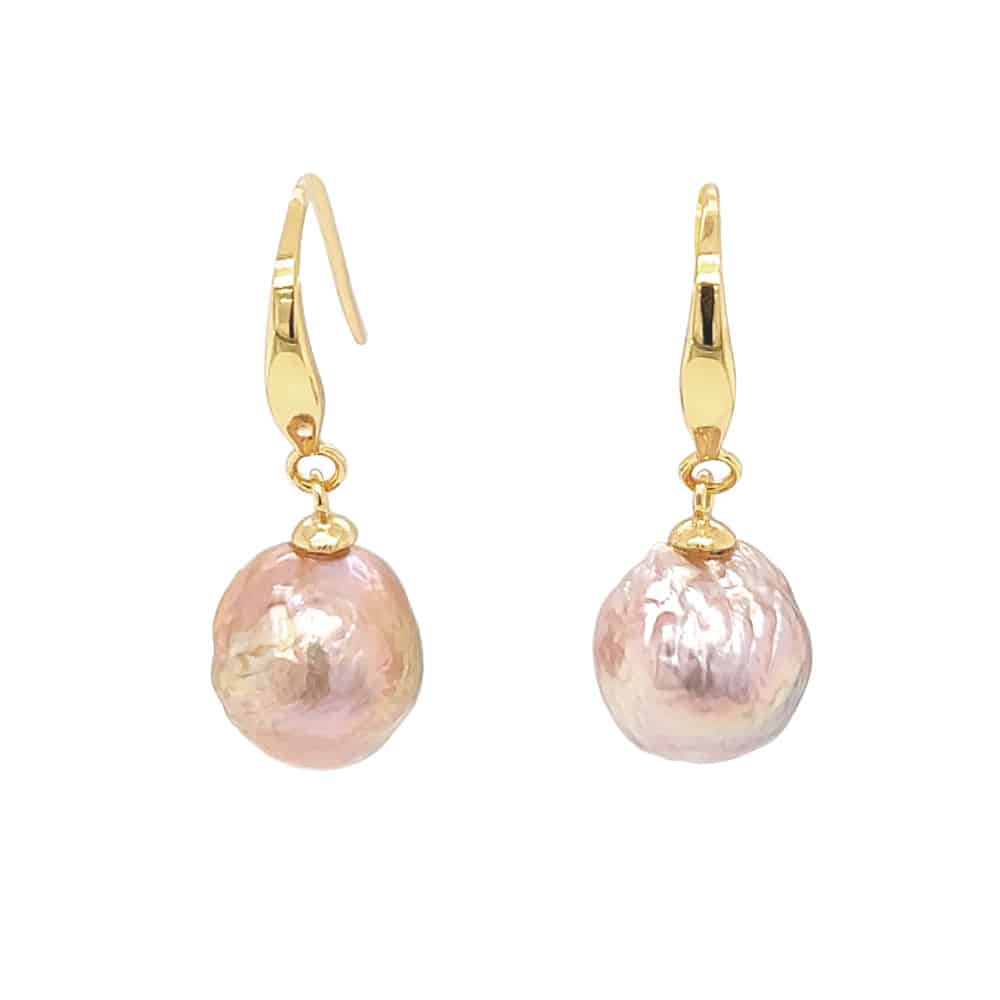 Lavender Fresh Water Pearl Semi baroque Earrings