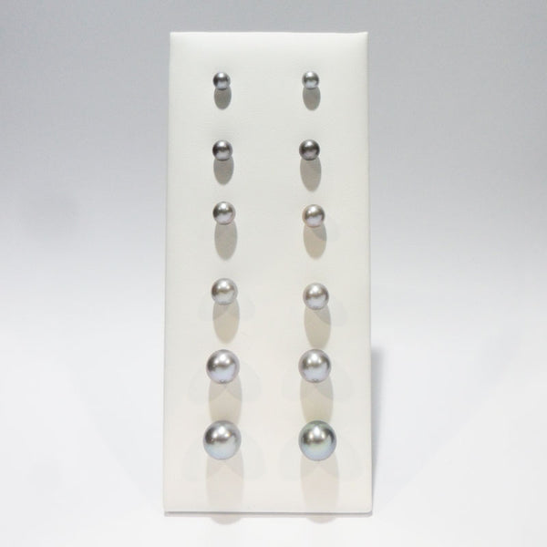 Grey Round Pearl Studs