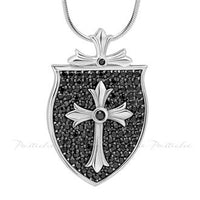 Large Sterling Silver Cross Shield Pendant