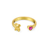 18K Gold Vermeil Silver Koala with Ruby Heart CZ Open Ring
