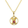 18K Gold Vermeil Silver Koala with Ruby CZ Heart Circle Pendant