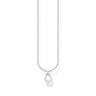 Silver CZ & Pearl Drop Necklace