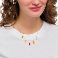 Silver Necklace with colourful Goldbears