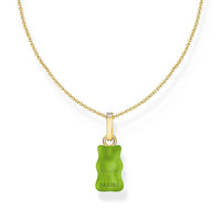 Necklace with Green Goldbear Pendant and Stones Silver