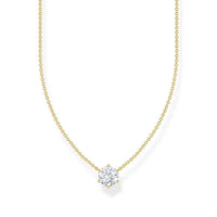 Necklace with White Zirconia Pendant Gold