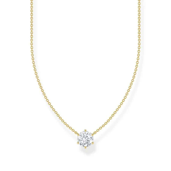 Necklace with White Zirconia Pendant Gold