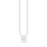 Necklace with Square Stone Pendant in White Silver