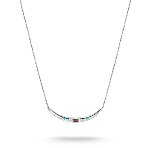 Half-Form Necklace with Red Zirconia Stone