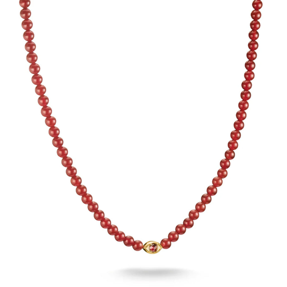 Elyndra Necklace with Red Agate Beads