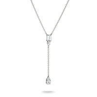 Y Necklace with White Zirconia Stones Silver