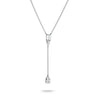 Y Necklace with White Zirconia Stones Silver