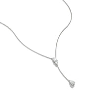 Y Necklace with White Zirconia Stones Silver