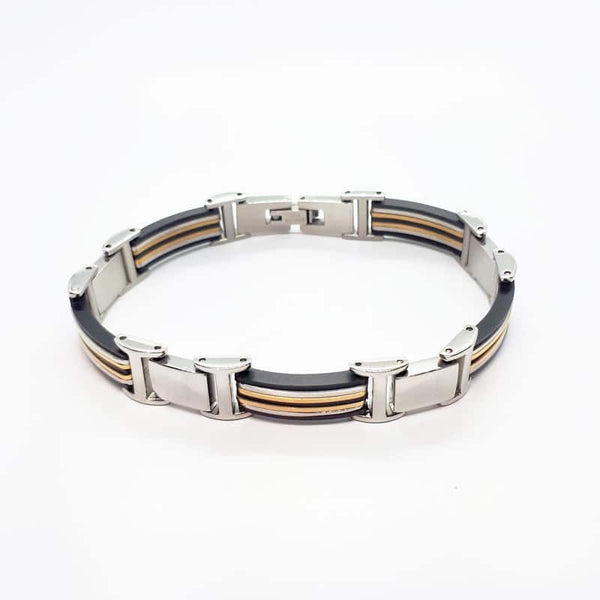 Stainless Steel and Polyurethane Chain Bracelet