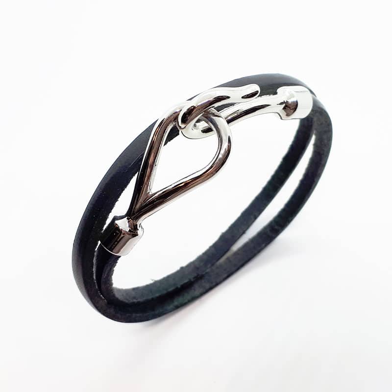 Double wrapping Leather Bracelet Black